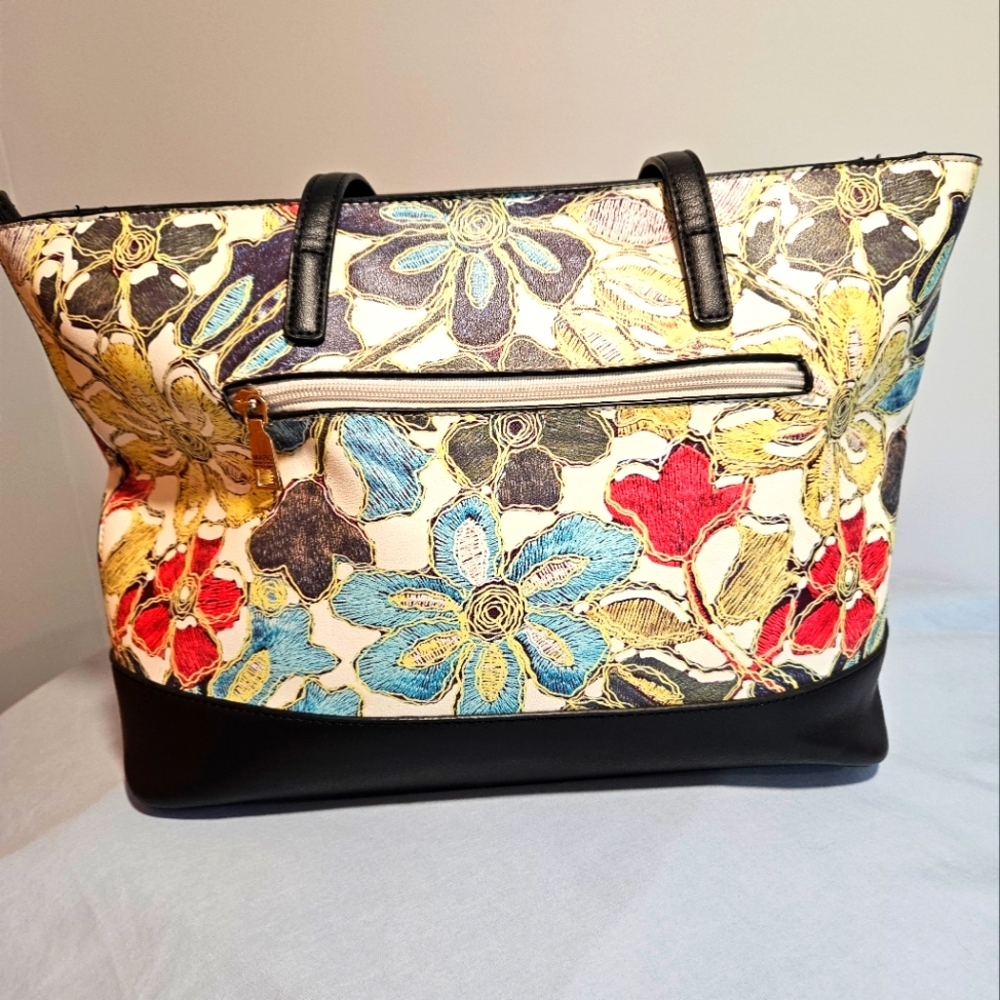 Andrew Marc New York Leather Floral Tote Bag